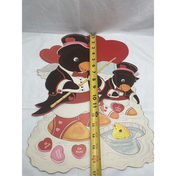 Vintage Valentine’s Day Die Cut Penguin Wall Decoration Hard To Find - Picture 11 of 12